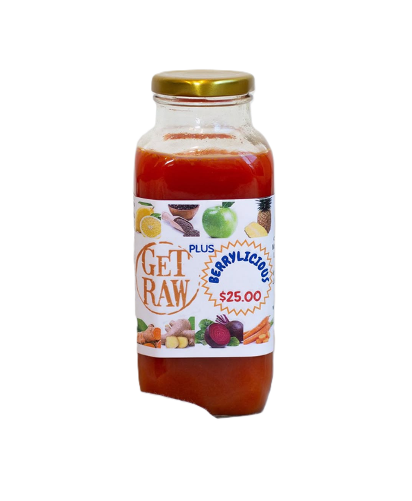 16 oz "Get Raw" Ginger-Turmeric Berrylicious Plus Shots