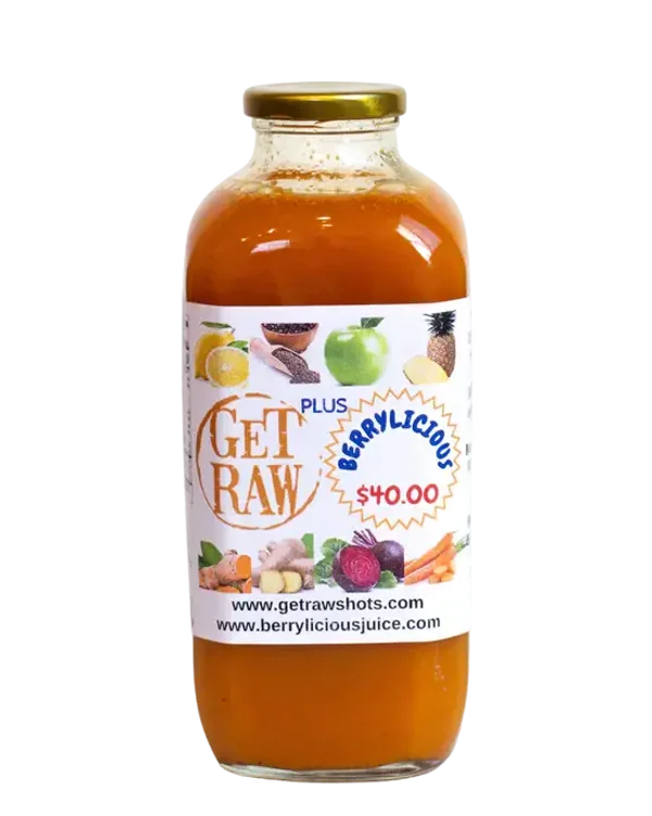32 oz "Get Raw" Ginger-Turmeric Berrylicious Plus Shots
