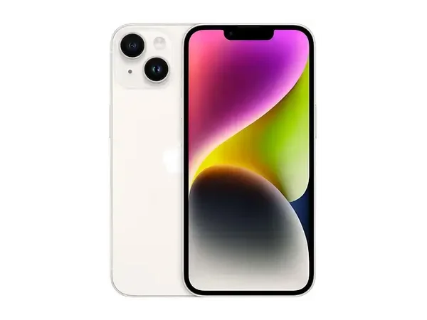 APPLE iPhone 14 Starlight, Blanco, Móvil iOS, 128 GB, 6 GB RAM, 6,1 " OLED, Ceramic Shield, Recubrimiento oleofóbico, Anti-huellas, Chip A15 Bionic, 3279 mAh