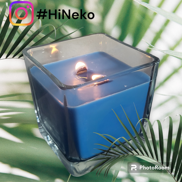 Grande bougie pot carré en verre