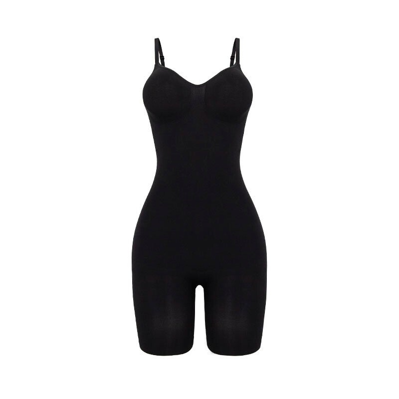 Seamless Sculpt Mid Thigh Bodysuit Black