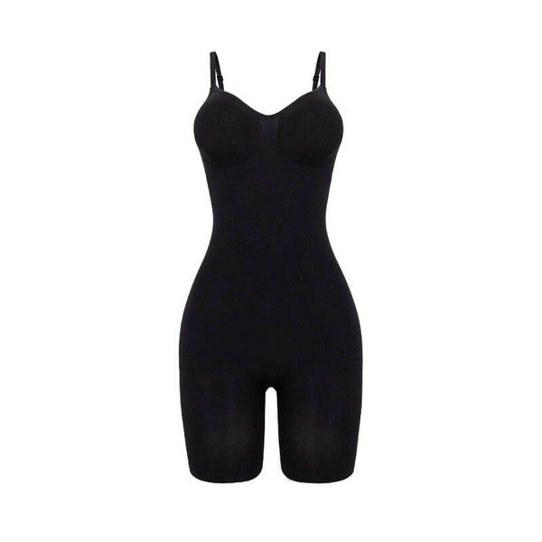 Seamless Sculpt Mid Thigh Bodysuit Black