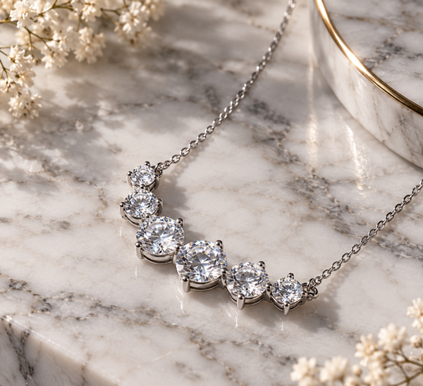 Naszyjnik Moissanite Cascade