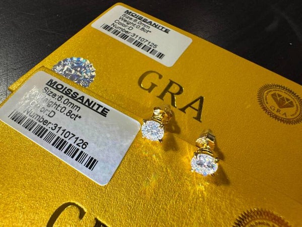 Klasyczne kolczyki z moissanitami 0,8 ct (2 × 0,8 ct)