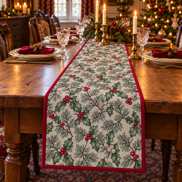Gobelin - Holly Kerst Tafelloper