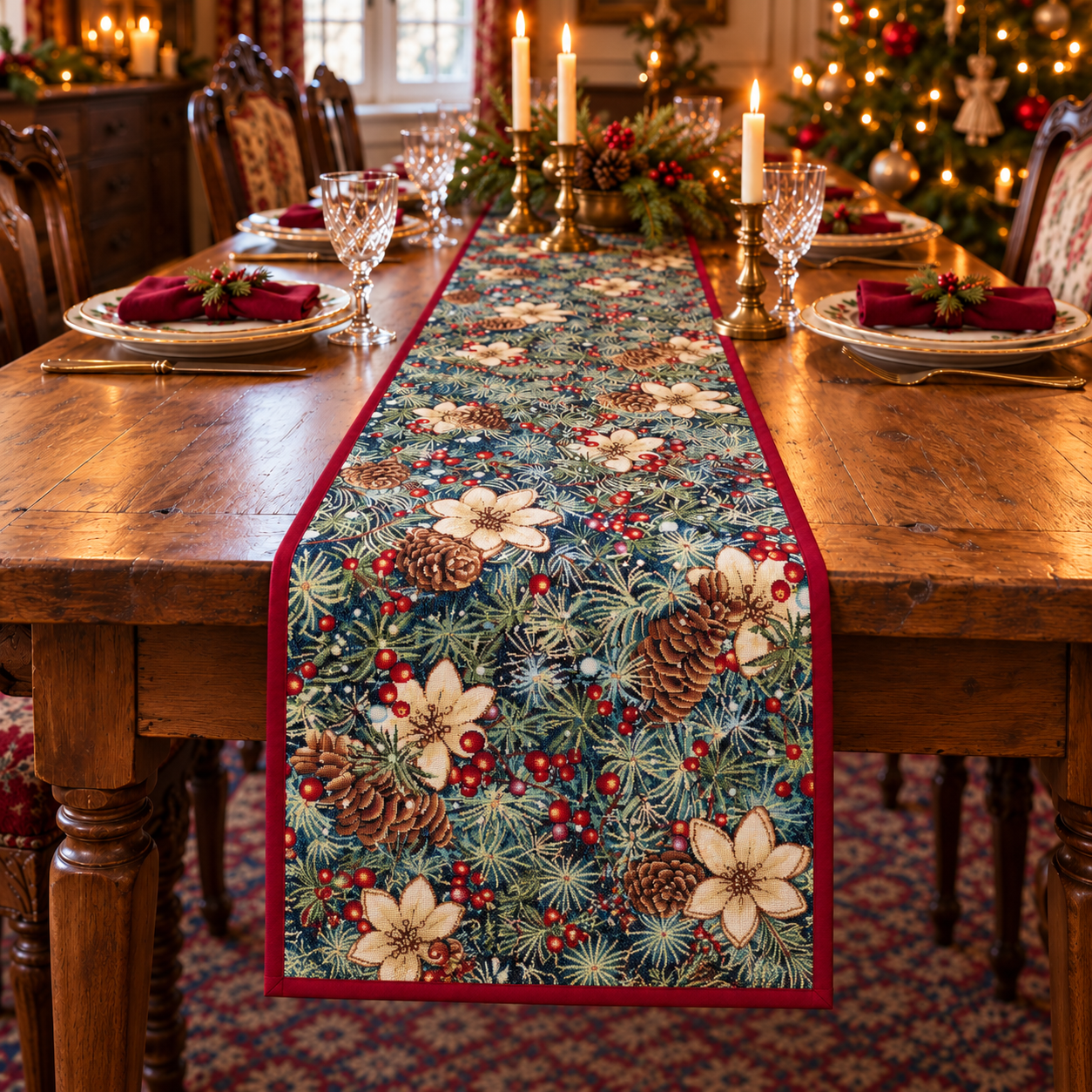 Gobelin Pines Sapin Kerst Tafelloper