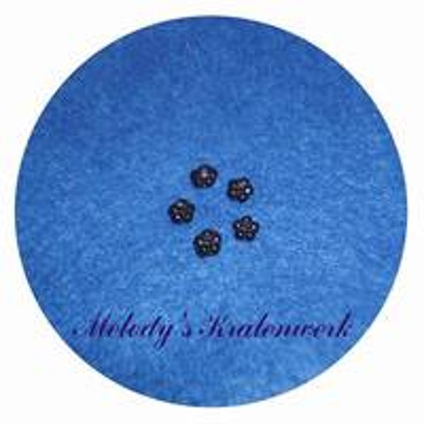 Zwarte glazen bloemetjes 4 mm - ca 25 st