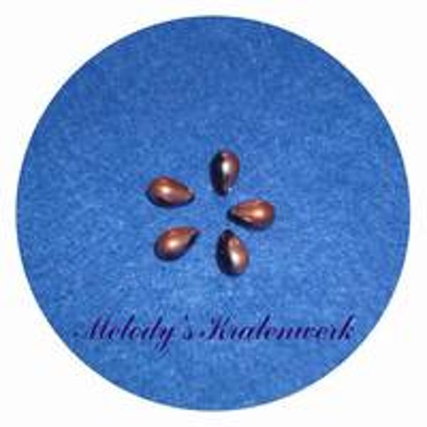 Glazen druppels met bruine glans 6 x 9 mm - 10 st