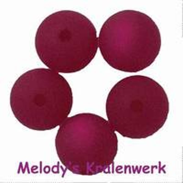 IJzig cerise kunststof parels 10 mm - ca 5 st