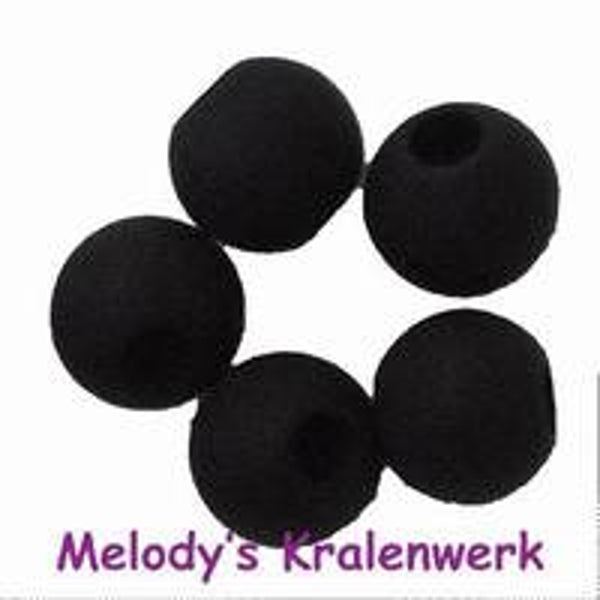 IJzig zwarte kunststof parels 10 mm - ca 5 st