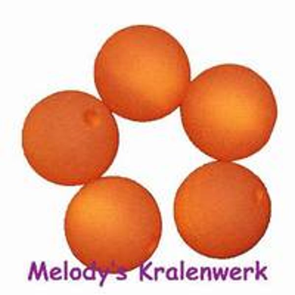 IJzig oranje kunststof parels 10 mm - ca 5 st