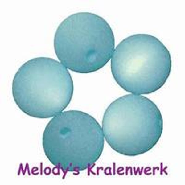 IJzig licht turkooise kunststof parels 10 mm - ca 5 st