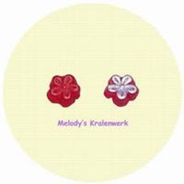 Rode glazen bloemetjes 8 mm - 15 st