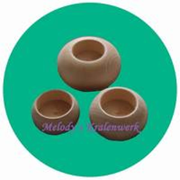 Set houten waxinelichthouders S+M+L
