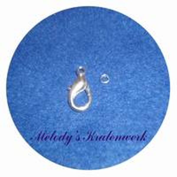 Zilverkleurige karabijn-sluiting 12 x 22 mm