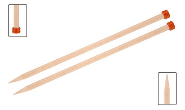 KnitPro Basix Birch Breinaalden met knop - 10,0