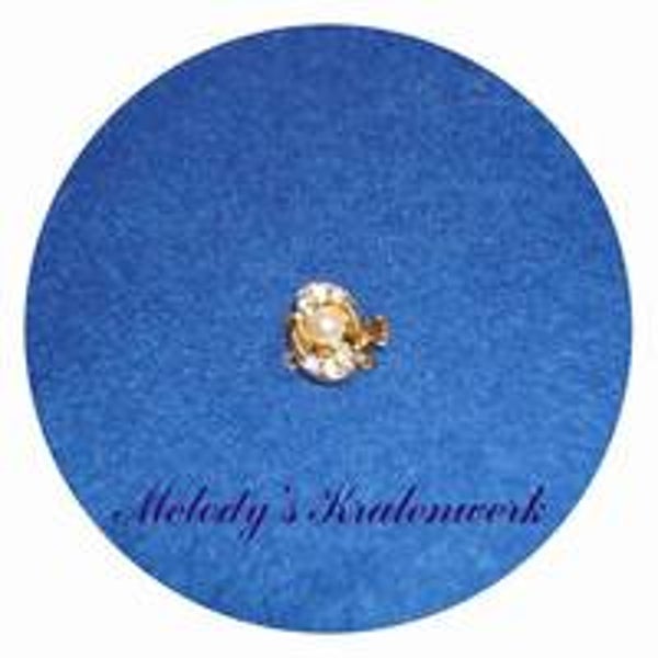 Goudkleurige Strass-sluiting 8 x 12 mm met witte parel - 1 st