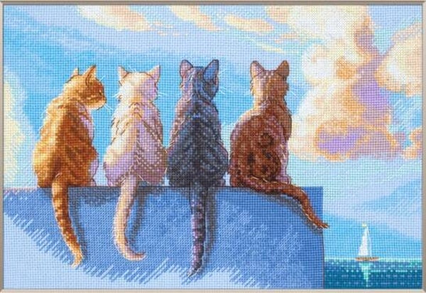 Borduurpakket - Cats by the Sea