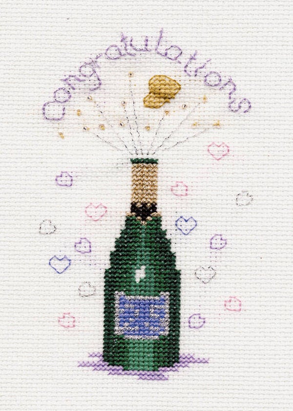 Borduurpakket - Greeting Card - Champagne
