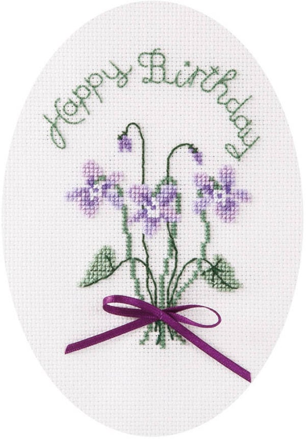 Borduurpakket - Greeting Card - Violets