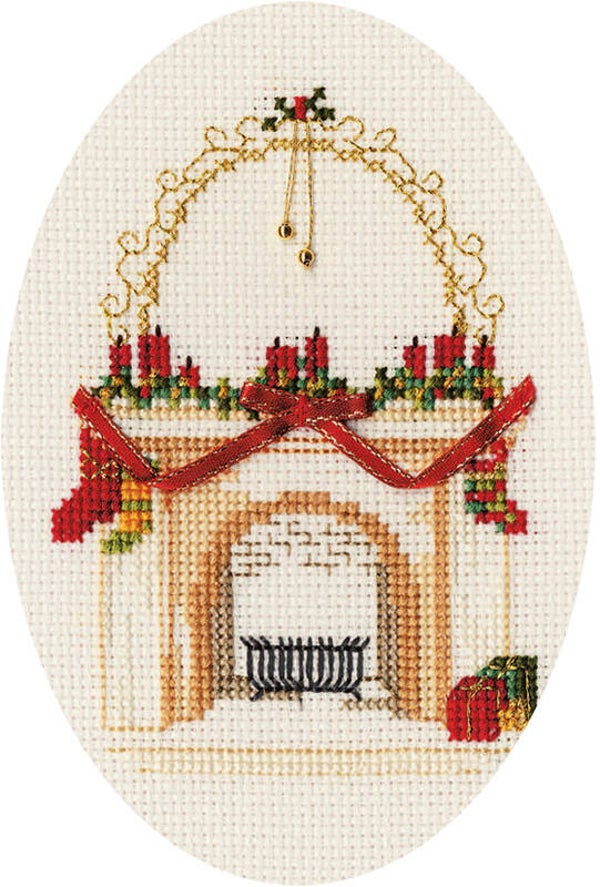 Borduurpakket - Christmas Card - Fireplace