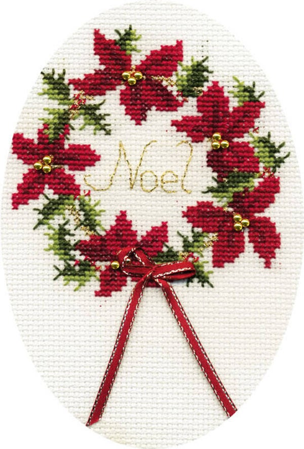 Borduurpakket - Christmas Card - Wreath