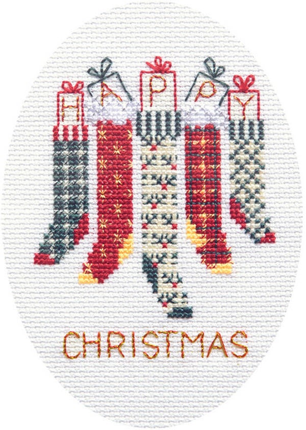 Borduurpakket - Christmas Card - Christmas Stockings