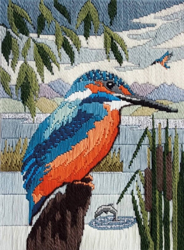 Borduurpakket Long Stitch - Kingfisher In Silks