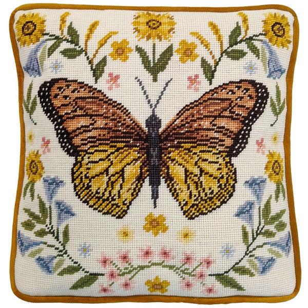 Petit Point borduurpakket - Jade Mosinski - Botanical Butterfly Tapesttry