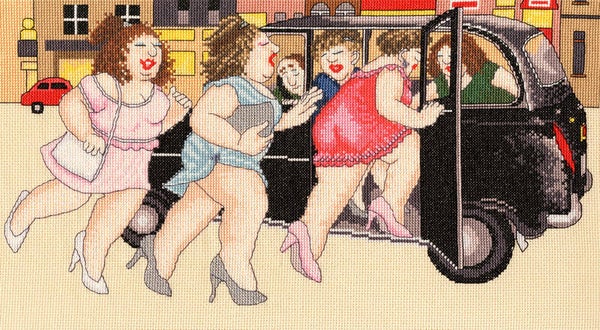 Borduurpakket - Beryl Cook - Taxi!