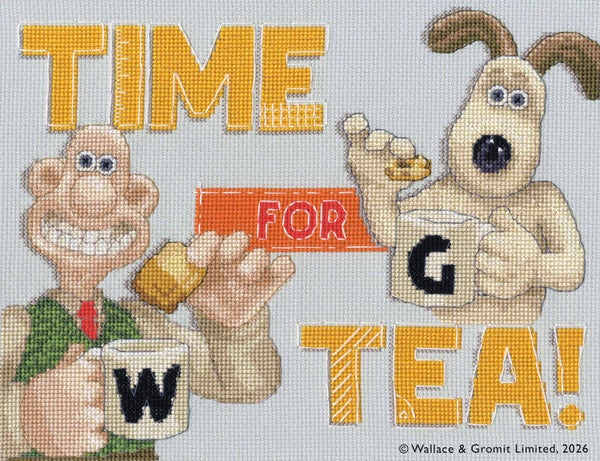Borduurpakket - Wallace & Gromit - Time For Tea!