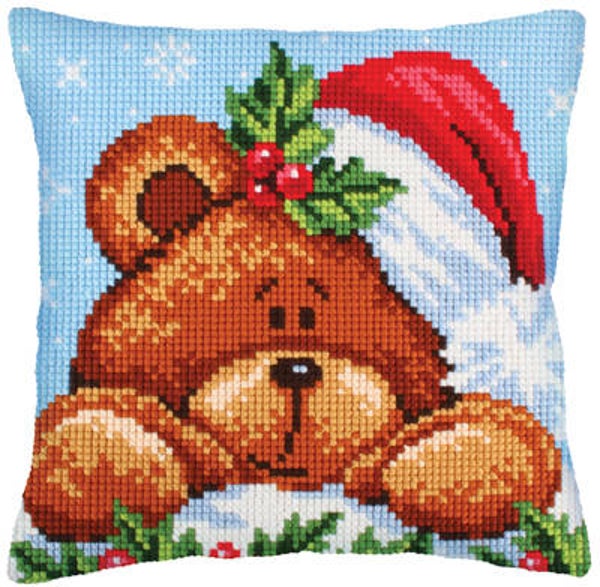 Kussen Borduurpakket - Christmas with a Teddy Bear