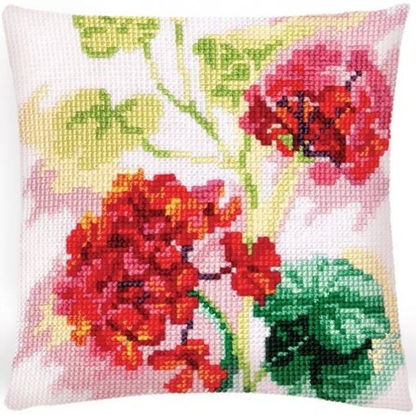 Kussen Borduurpakket - Red Geranuim