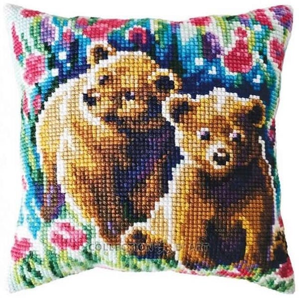 Kussen Uittel Borduurpakket - Bear Cubs