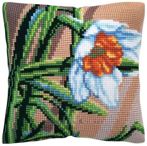 Kussen Uittel Borduurpakket - White Narcissus