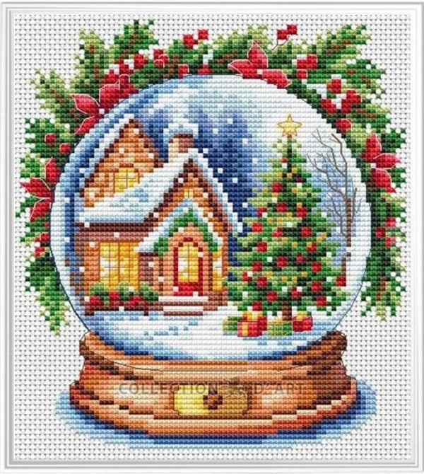 Borduurpakket - Snow Globe House