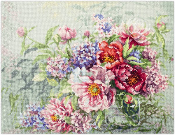 Borduurpakket - Peonies and Hydrangeas