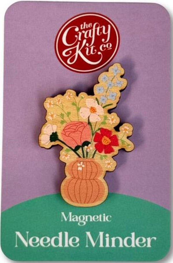 Wooden Needle Minder - Vase of Flowers