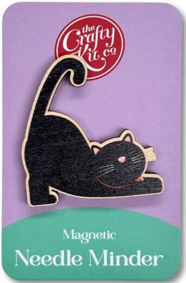 Wooden Needle Minder - Cat - Midnight