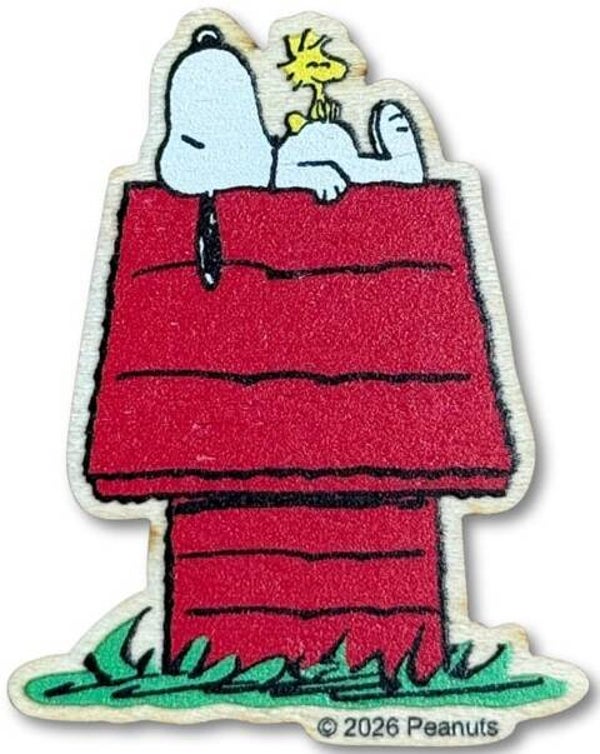 Wooden Needle Minder - Snoopy on the Doghouse