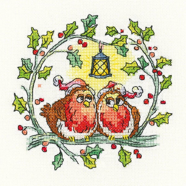 Borduurpakket - Christmas Robins