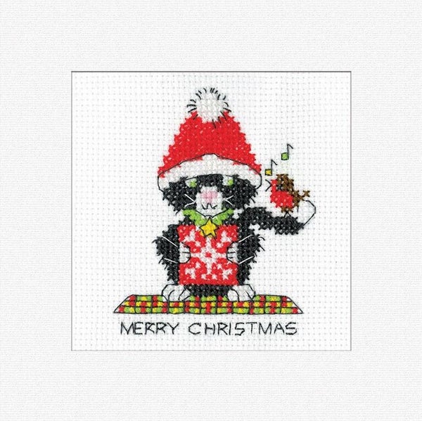 Borduurpakket - Black Cat Card - Santa Hat
