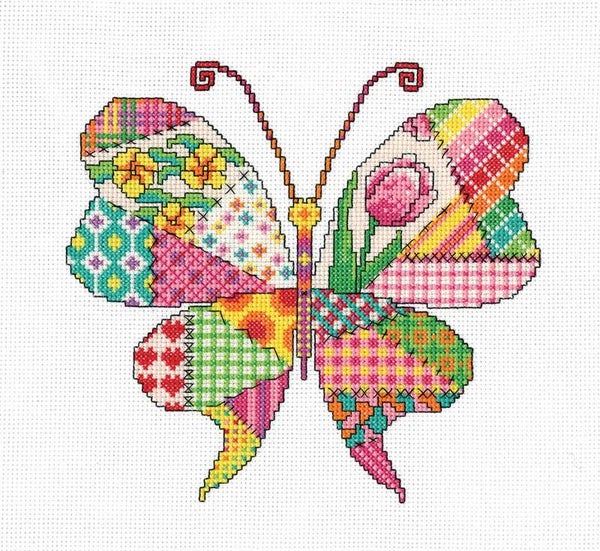 Borduurpakket - Patchwork - Butterfly