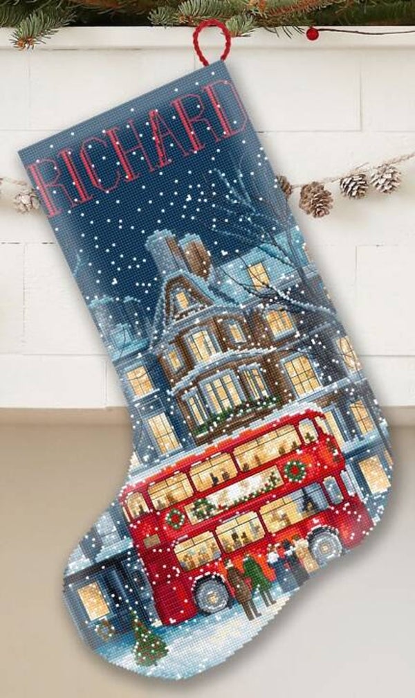 Borduurpakket - London Christmas Bus Stocking