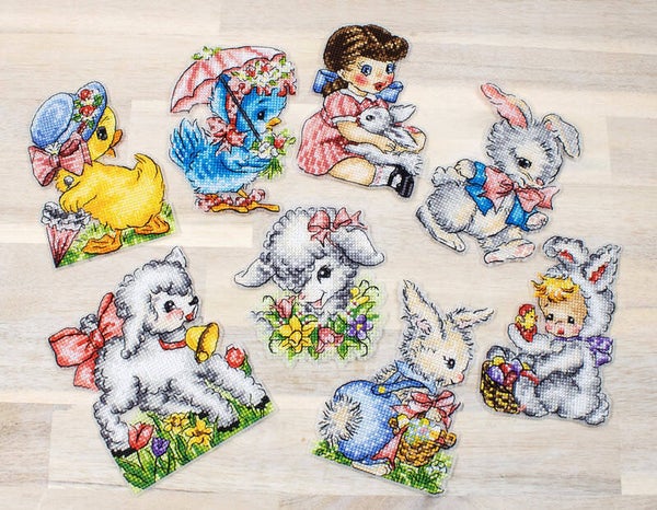Borduurpakket - Easter Ornaments - Kit of 8 pieces
