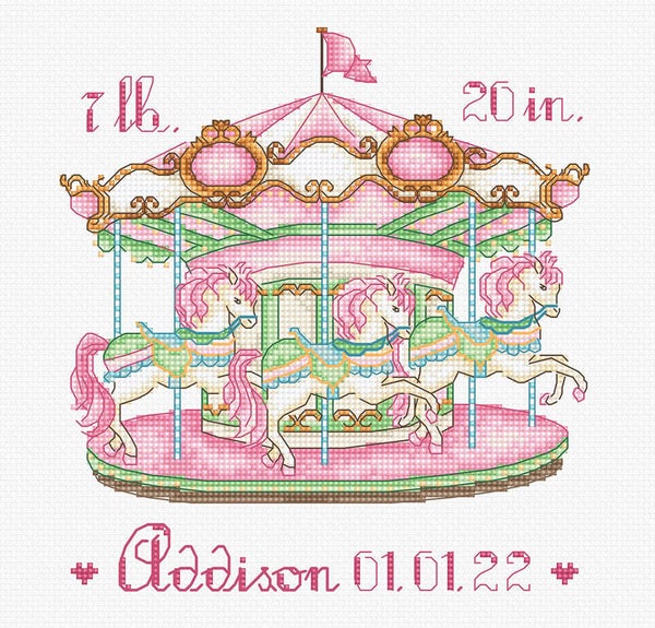 Borduurpakket - Baby Carousel Pink