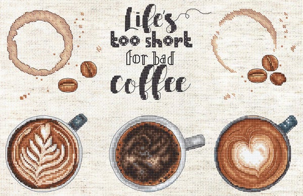 Borduurpakket - Life's too Short for a Bad Coffee