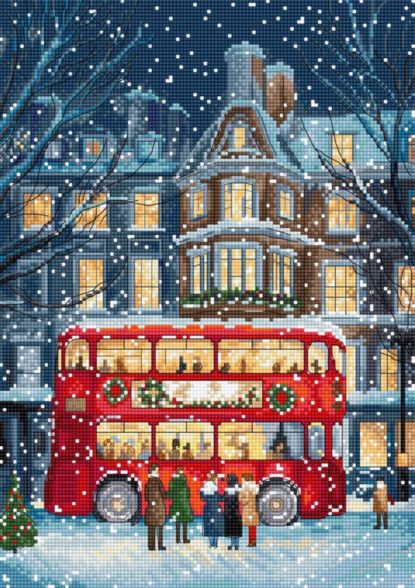 Borduurpakket - London Christmas Bus