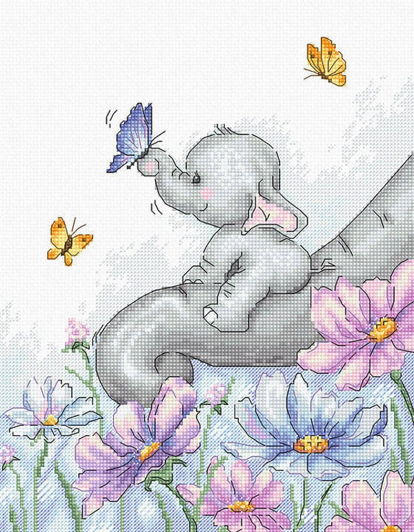Borduurpakket - Elephant with Butterfly