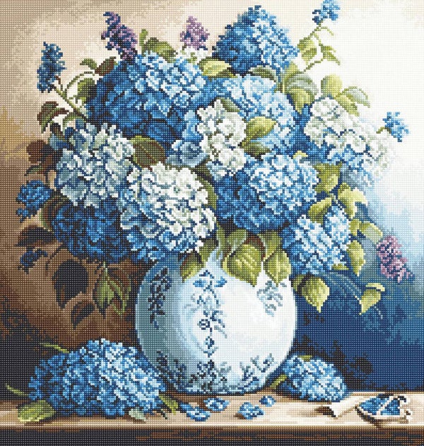 Borduurpakket - Vase with Hydrangeas